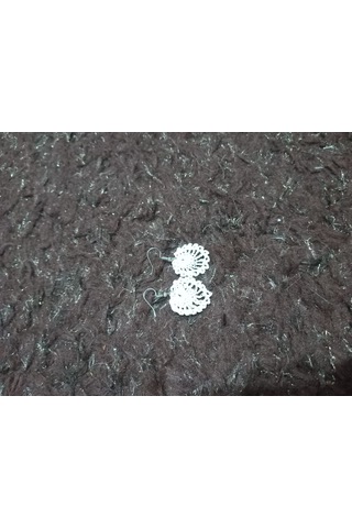 El İşi Örgü Küpe Beyaz