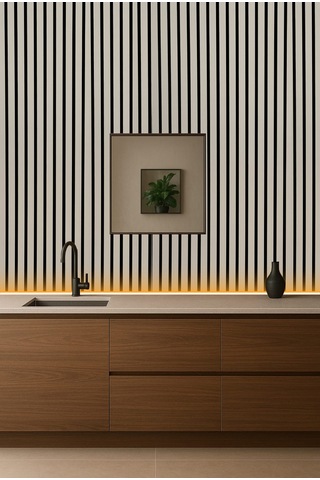 Mdf Ahşap Akustik Duvar Paneli 60x275 Cm - Soft Gri 60x275