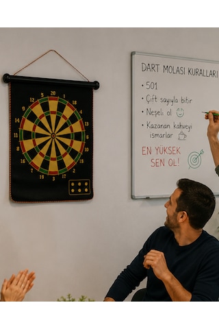 Aile Ve Arkadaş Oyunları İçin Manyetik Dart Tahtası 6 Ok Dahil - Lisinya Standart