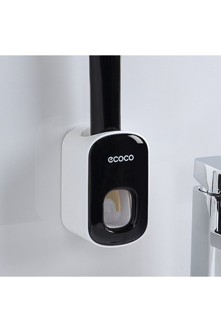 Reedark Otomatik Macun Sıkıcı Duvarlı Set: Evde Kullanıma Uygun Deliksiz Kurulum, Mantar Ve Diş Fırçası Rafı Siyah-beyaz Diğer