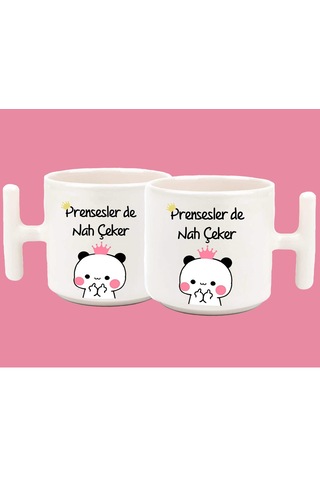 Prensesler De Nah Çeker Espirili Baskılı T Kulplu Latte Kupa Bard