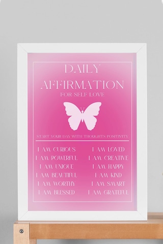 Daily Affirmation For Self Love Çerçeveli Tablo Aura Enerji Renkleri Günlük Olumlama Tekrar Cümleleri