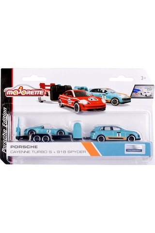 Majorette Porsche Motorsport Race Trailer Porsche Cayenne Turbo S + 918 Spyder