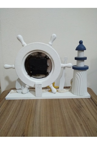 Fenerli Dümen Saat / Deniz Temalı Dekoratif Masa Üstü Saat