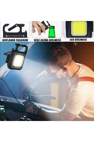 Led Işıklı Flash Özellikli 4 Modlu Anahtarlık El Feneri Beyaz