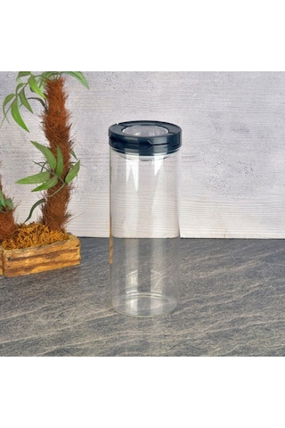 Tohana Vakumlu Cam Kavanoz - Şeffaf / Siyah - 800 Ml Şeffaf / Siyah
