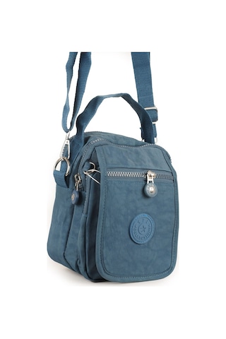 Krinkıl/klinkır Su Geçirmez İthal Kumaş Cırtlı Çokgözlü Erkek Çapraz Omuz Ve El Çantası Mavi 11-6k Mavi