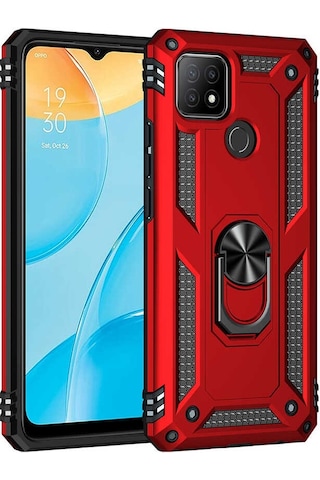 Oppo A15s Kılıf Sert Silikon Yüzüklü Stand Özellikli Kapak