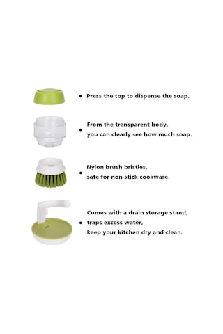 Damlama Tepsili Sabunluk Avuç İçi Fırçası, Bulaşıklar, Tencereler, Tavalar, Lavabo Temizliği İçin Yıkama Fırçası, Mutfak Fırçası Saklama Standı Seti Gri