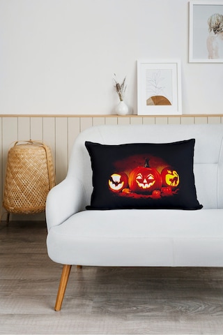 Bal Kabağı Helloween Desen Baskılı Tv Battaniyeli Opsiyonel Dekoratif Hediye Yastık Battaniye 2in1 Çok Renkli