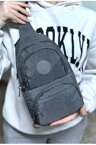 Su Geçirmez Kumaş Gri Unisex Body Bag Çapraz Omuz Çantası Gri