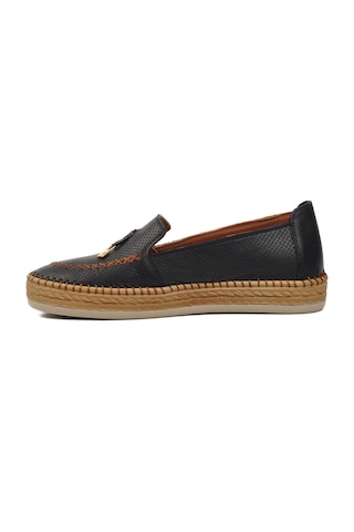 Ayakmod 394162 Siyah Hakiki Deri Kadın Loafer Ayakkabı 001