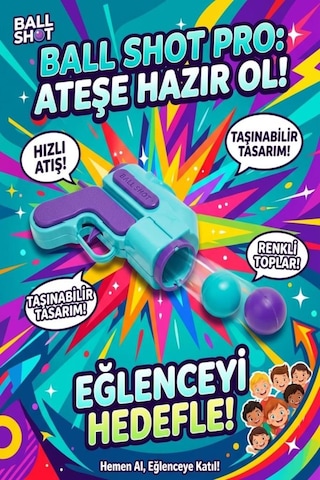 3 Parçalı Top Atan Yaylı Fırlatıcı Ve 2 Yuvarlak Toplu Renkli Eğlenceli Oyuncak Seti 1