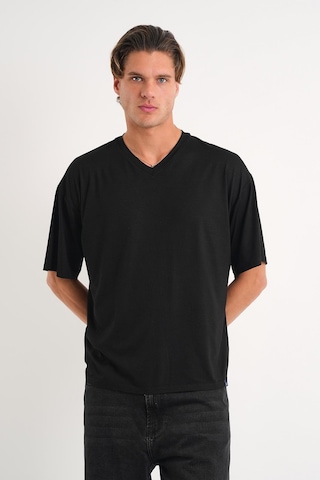 Alexander Gardi Alexandergardı V Yaka Oversize T-shirt E24-742a Siyah