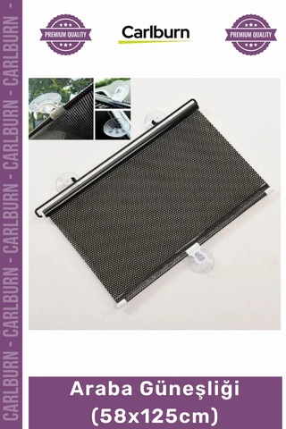 Otogüneşlik Makaralı Otomatik Yan Cam Arka Cam Güneş Koruyucu Pratik Siyah Araba Güneşliği 58x125cm