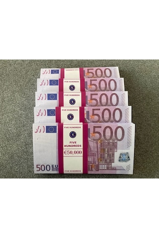 Aykar Yeni 5 Deste 500 Euro Geçersiz Eğlence Oyun Şaka Düğünde Para