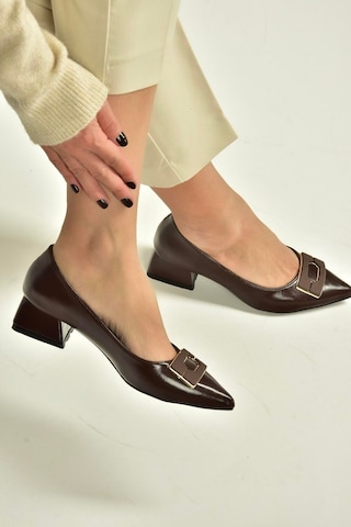 Fox Shoes V820371160 Kahverengi Rustik Kalın Topuklu Kadın Ayakkabı Kahverengi