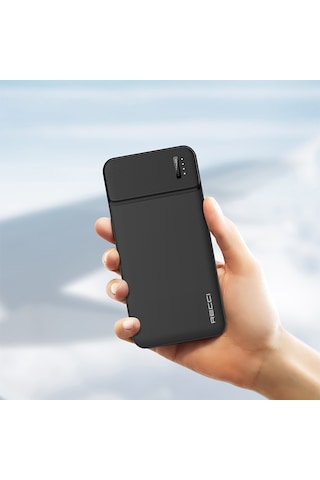 Recci Rpb-n16c Ultra İnce Hızlı Şarj Özellikli Led Işık Göstergeli Wireless Powerbank 10000mah Siyah Siyah