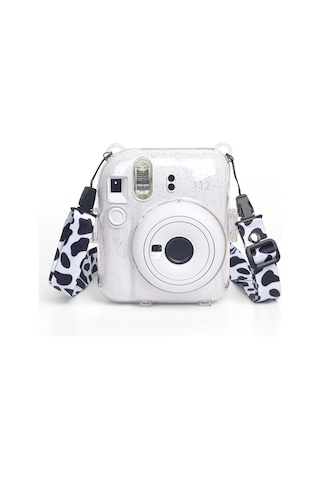 Fujifilm Instax Mini 12 Fotoğraf Makinesi + 20'Li Film + Kıskaçlı Resim Standı + Simli Pleksi Kılıf Seti