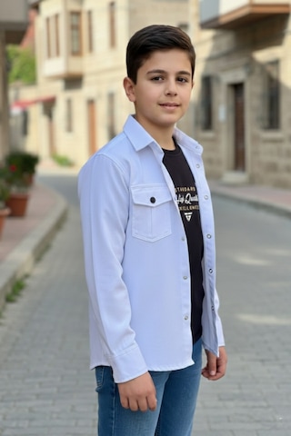 Pina Kids Erkek Çocuk Çıtçıtlı Gömlek Tişört Üst Takım Beyaz