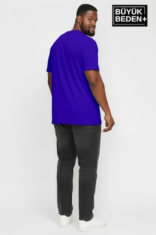 Superlife Erkek Büyük Beden Willamsburg Brooklyn Baskılı 3xl-6xl Bisiklet Yaka Tshırt Spr26bts510-16 Saks Mavi
