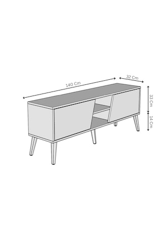 Roma Tv Ünitesi 140 Cm Mdf Metal Ayak Gri