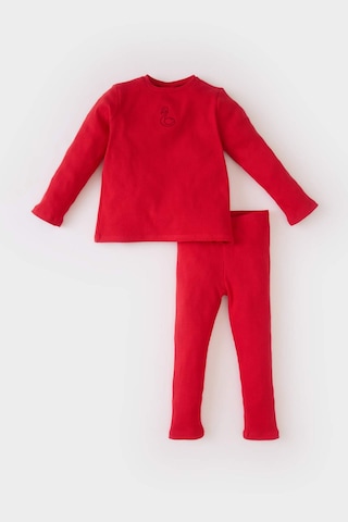 Defacto Kız Bebek Pijama Takımı Fitilli Kaşkorse Bisiklet Yaka Nakışlı Uzun Kollu Üst Beli Lastikli Uzun Alt D7165a524wnrd79 Kırmızı