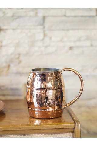 Bakır Bardak Fıçı Model 2li Parlak Bakır Renk