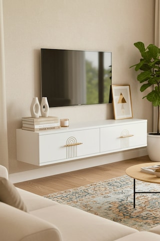Tda1215b - İda120 Duvara Montaj Tv Stand, Tv Rafı, Tv Sehpası Beyaz 120cm