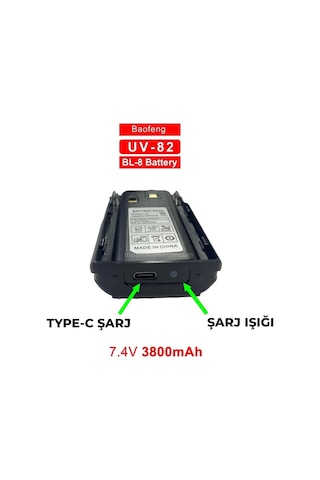 Bl-8 Type-c Batarya 7.4v 3800mah Li-ion Pil Uv-82 Telsiz Bataryası