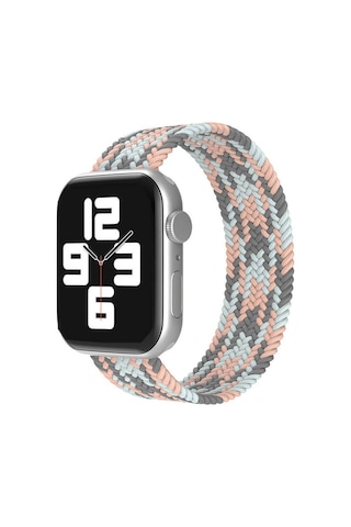 Wozlo Apple Uyumlu  Watch 1 2 3 4 5 6 7 8 Se Ultra Spor Loop Örgü Kordon S Beden 38/40/41mm- Gri Mavi Pembe