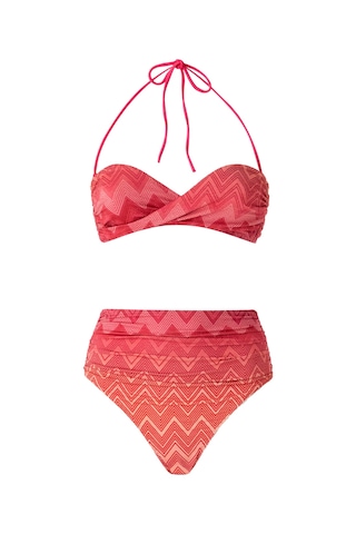 Missoni Zig Zag Lamé Esnek Naylon Bikini Parlak Pembe