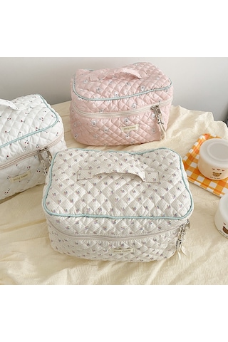 Yifomall Sevimli Tavşan Desenli Büyük Kapasiteli Makyaj Çantası, Fermuarlı Cep, Çok Renk Seçeneği