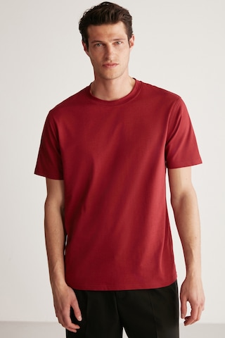 Grimelange Rudy  Erkek %100 Organik Pamuk Nefes Alan Iç Göstermeyen Bisiklet Yaka Basic Bordo T-shirt