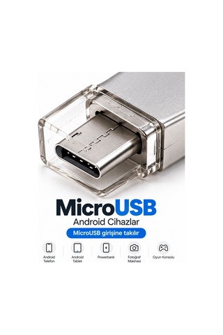 128gb 4in1 Flash Bellek Usb-a Type-c Lightning Microusb