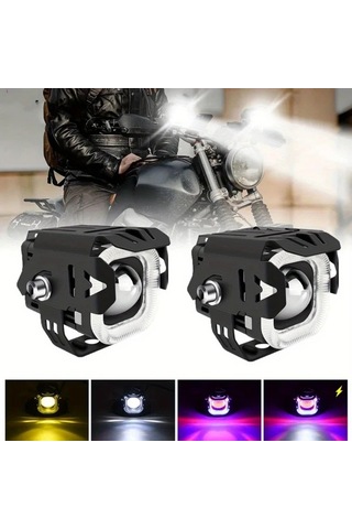 Motion003 2 Adet Motosiklet Led Spot Sis Farları Yüksek Düşük Sürüş Lambası Evrensel Atv Suv Utv