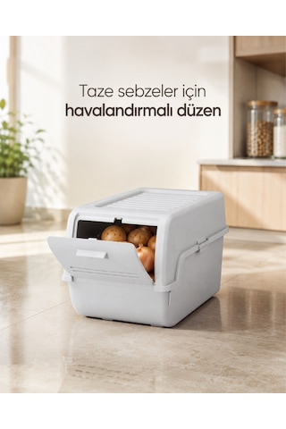 Mini Patates Soğan Sepeti Gri 8 L - Bpa Free Havalandırmalı Sebzelik