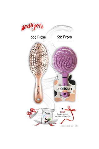 Kahverengi Üç Boyutlu Tarama Fırçası Ve Mor Saç Fırçası Oval Rosıe