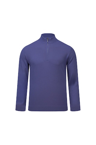 Hatemoğlu Mor Regular Fit Yarım Balıkçı Yaka Fermuarlı Kazak 2977656 Mor