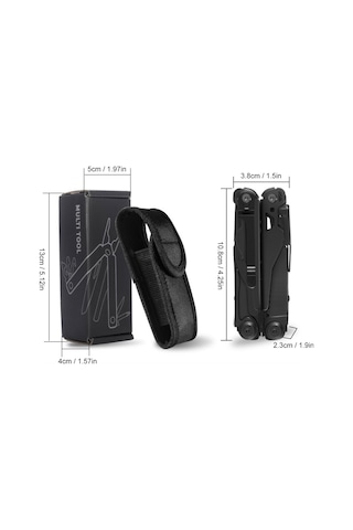 Geeroyoo "ghk11-h Çok Amaçlı Katlanır Pense, 15 Fonksiyonlu Siyah Taktik Edc Alet Seti + Taşıma Çantası"