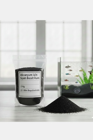 2 Kg Siyah Barış Bazalt Akvaryum Kumu 2-3mm Dekoratif & Doğal Altlık