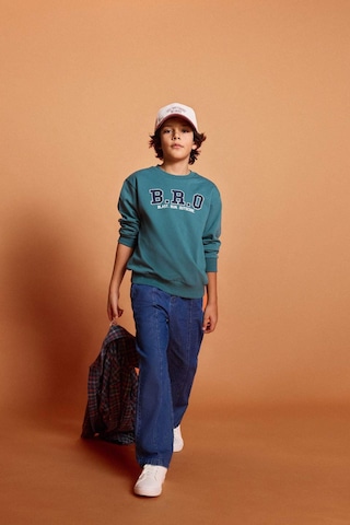Defacto Erkek Çocuk 2li Takım Baskılı Sweatshirt Jean Pantolon G4680a825wngn756 Yeşil-gn756