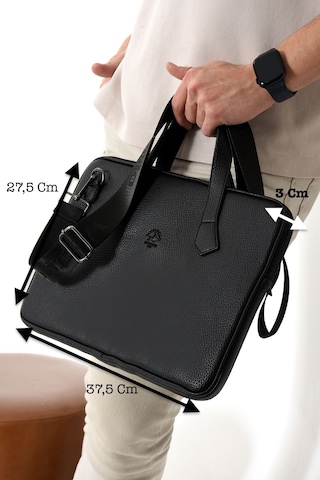 Westpolo Vegan Deri Unisex Laptop, Evrak Çantası - 6078 Siyah