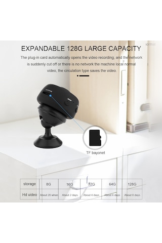 Mufunye Siyah Akıllı Ev İzleme Kamerası - Kablosuz Wifi, 1080p Hd, 150 Geniş Açı, Gece Görüşü, Hareket Algılama, Dahili Li-poly Batarya