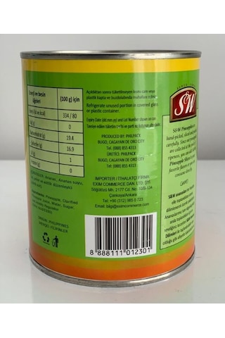 S&W Dilimli Ananas Konservesi 836 G