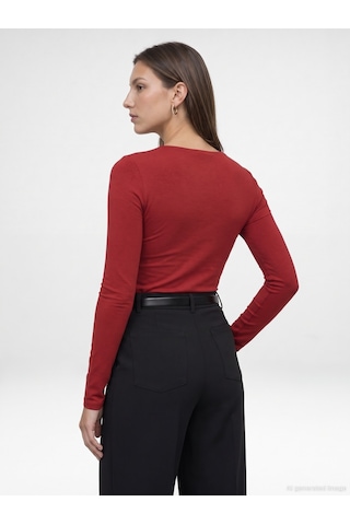 Dilvin 33215 Sıcak Tutan V Yaka Bra-free Top K.kırmızı