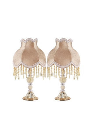 Kadife Kaplı El Yapımı Klasik Gold Model Abajur Altın