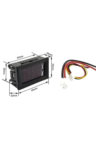 0-100v Dc 10a Dijital Voltmetre Ampermetre Kırımızı / Mavi