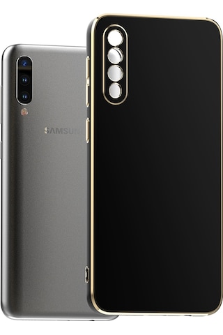 Samsung Galaxy Uyumlu A50 Kılıf Zore Kenarı Gold Renk Silikon Bark Kapak