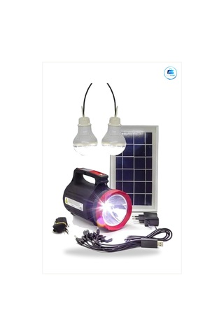 Güneş Enerji Sistemi Ev Işık Paneli 2 Ampullü El Feneri Şarjlı Ta